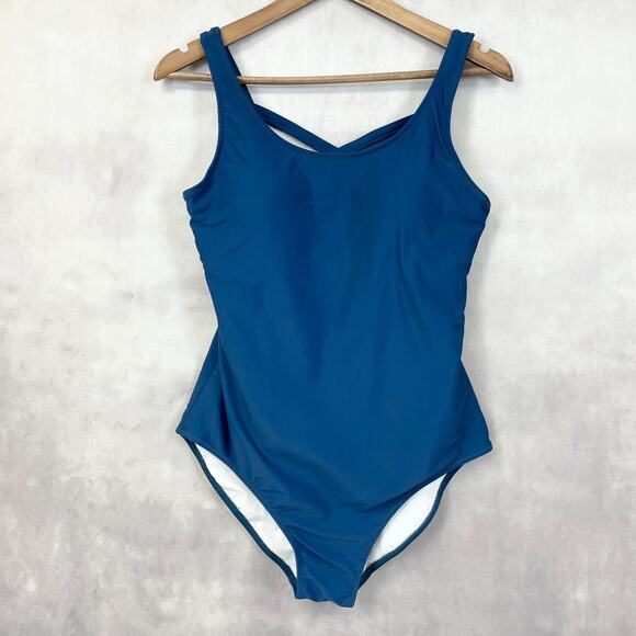 One Piece Swimsuit Womens Size Large Modest Minimalist Classic Resort Beach - Picture 1 of 6